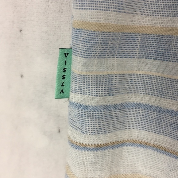 Vissla Button Down Shirt Mens Large Short Sleeve Blue Striped - Picture 7 of 12
